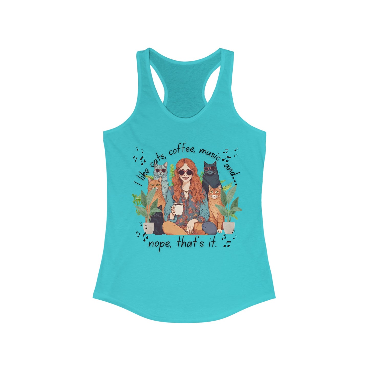 Cat Lady - Cats, music, plants and... 2 Women's Ideal Racerback Tank