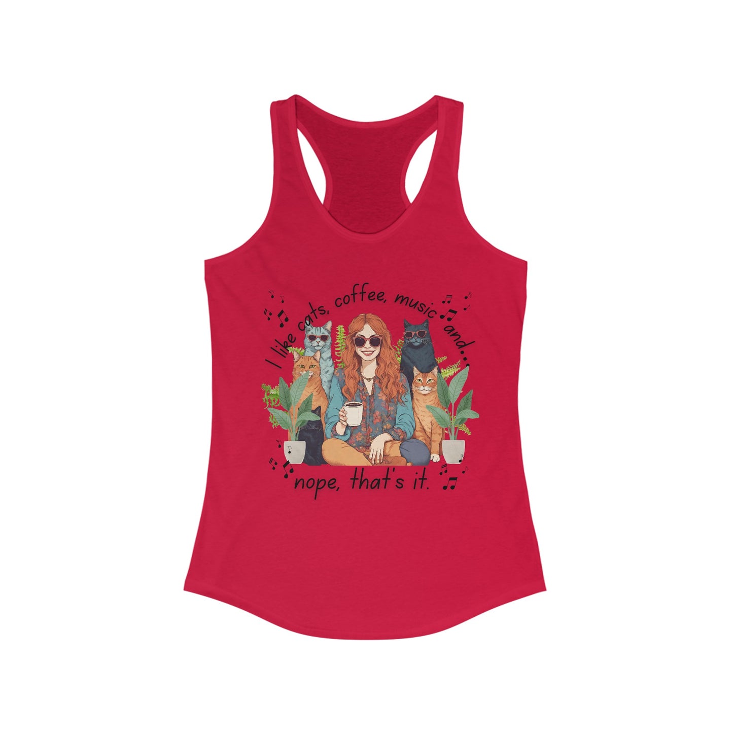 Cat Lady - Cats, music, plants and... 2 Women's Ideal Racerback Tank