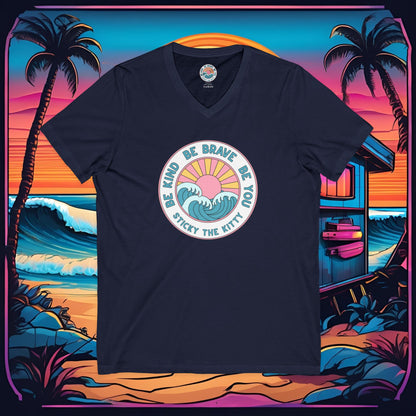 Be Kind Be Brave Be You Surf Wave V-Neck Tee