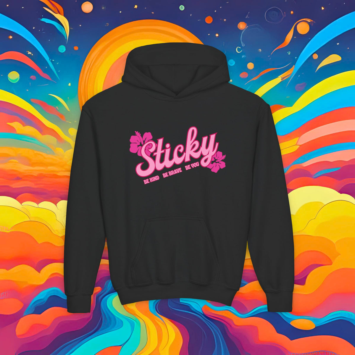 Youth Hoodie — "Sticky Hibiscus" Logo