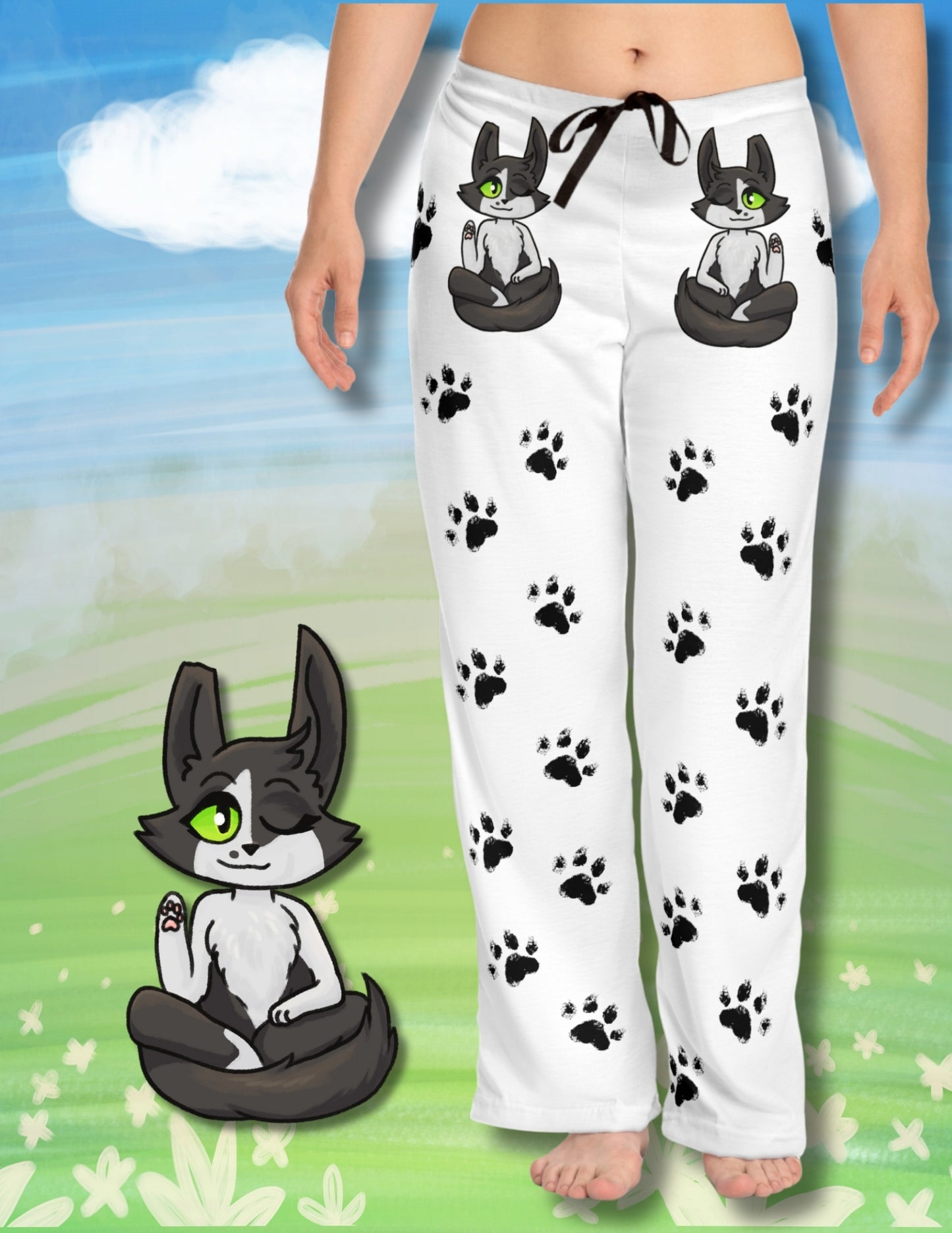 Cozy Cat Paw Print Pajama Pants, Women's Lounge Wear, Cute Sleepwear, Gift for Cat Lovers, Relaxing Homewear, Pet-Themed Pajamas