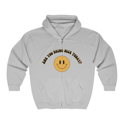Are you being nice today? - Smiley Face - Unisex Heavy Blend™ Full Zip Hooded Sweatshirt