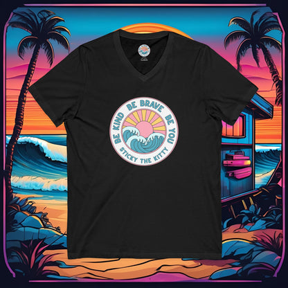 Be Kind Be Brave Be You Surf Wave V-Neck Tee