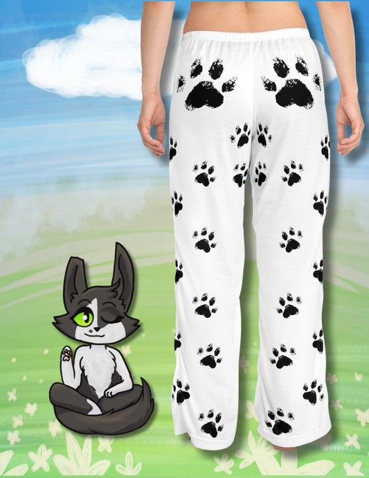 Cozy Cat Paw Print Pajama Pants, Women's Lounge Wear, Cute Sleepwear, Gift for Cat Lovers, Relaxing Homewear, Pet-Themed Pajamas