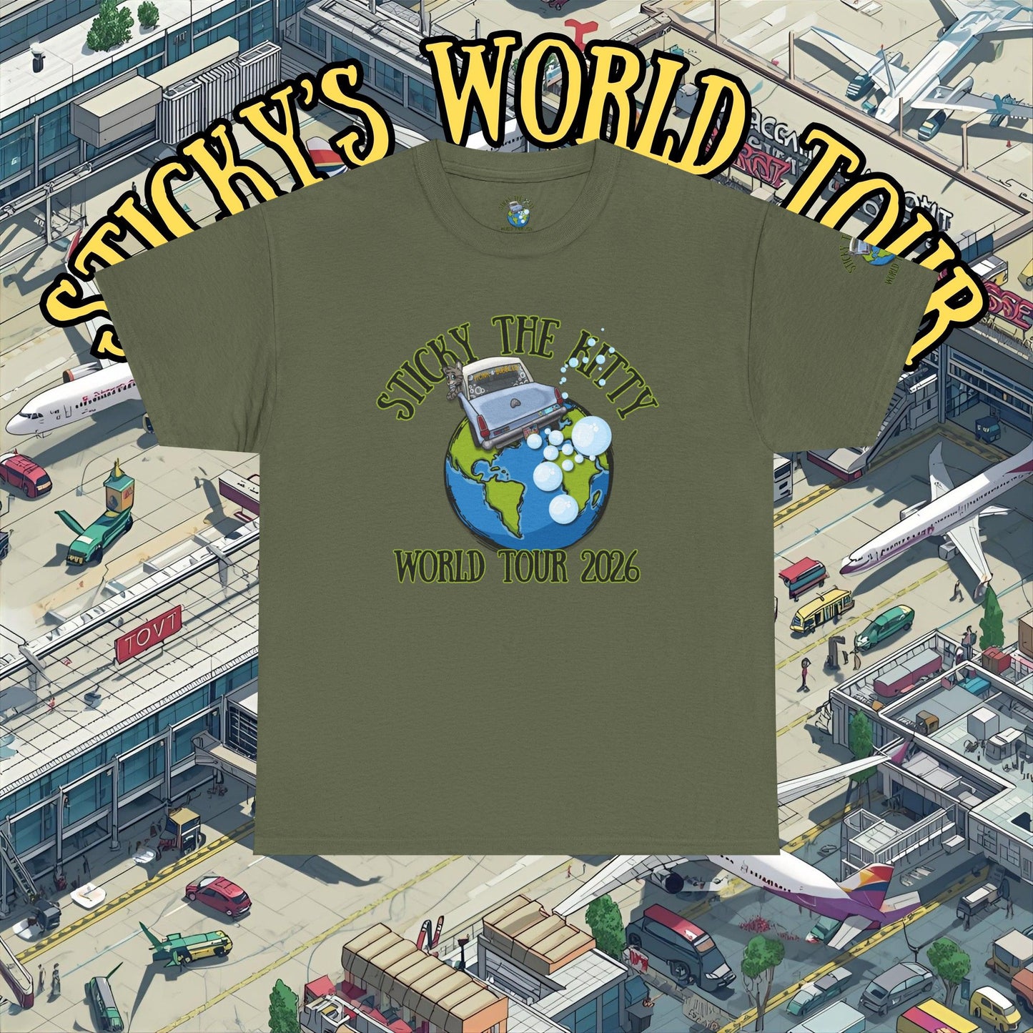 Sticky the Kitty World Tour 2026 Bubble Car T‑Shirt