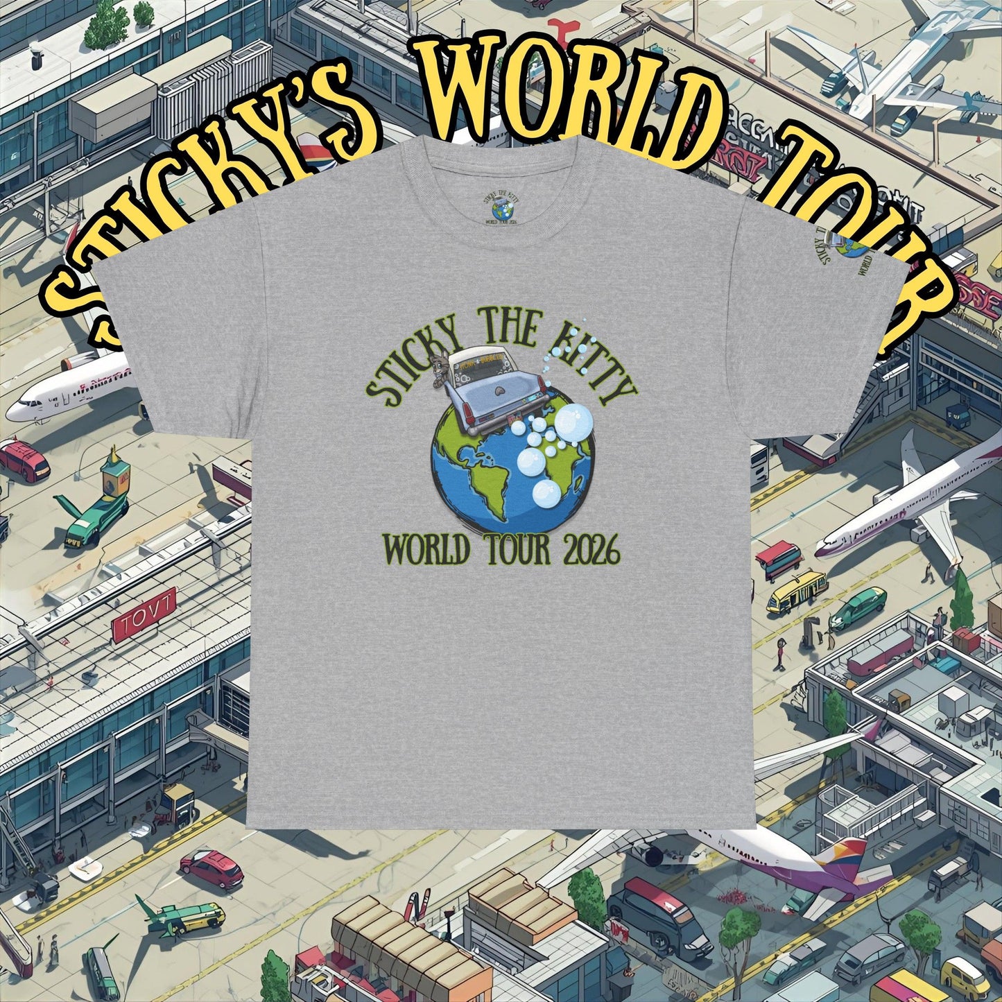 Sticky the Kitty World Tour 2026 Bubble Car T‑Shirt