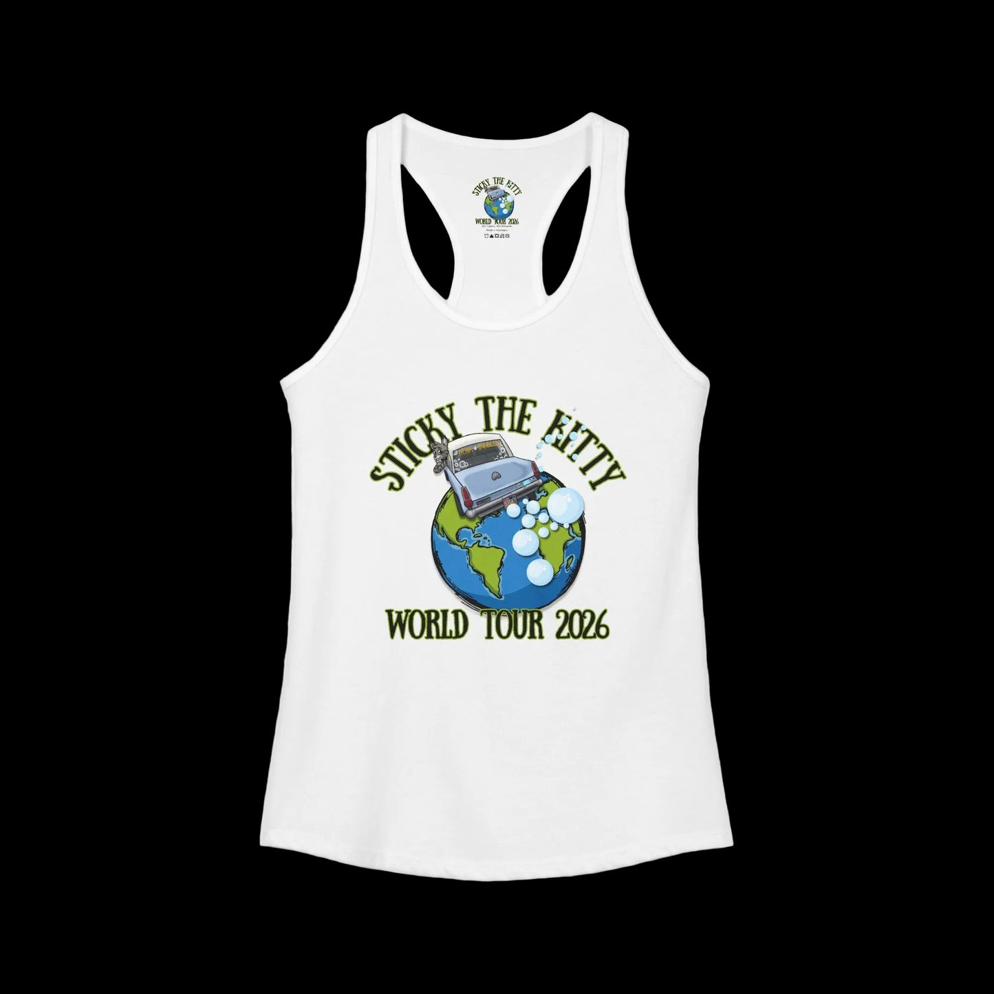 Sticky's World Tour 26 Bubble Car Women's Racerback Tank