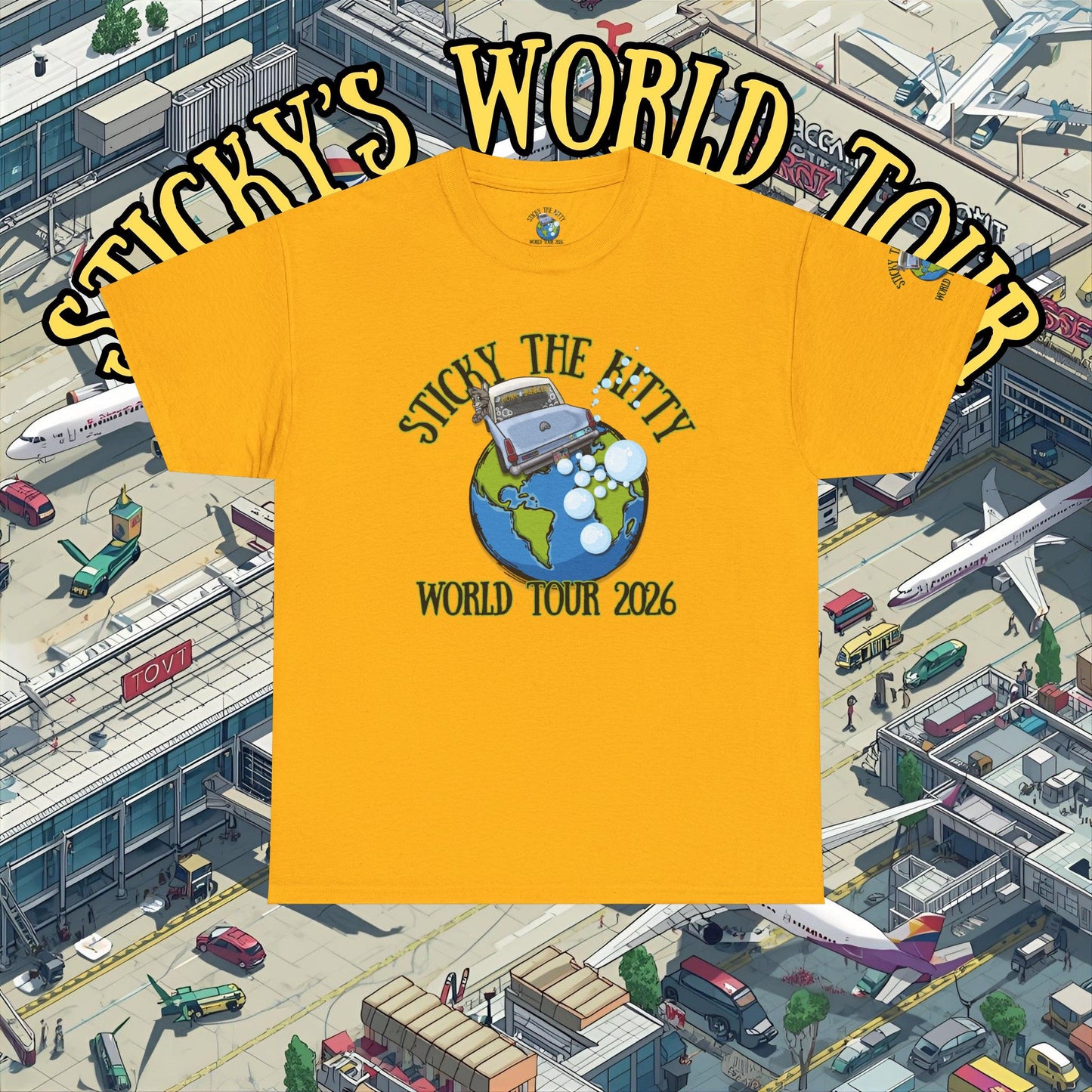 Sticky the Kitty World Tour 2026 Bubble Car T‑Shirt