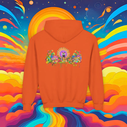 Youth Hoodie — Colorful Psychedelic Sticky Garden Graphic