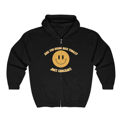 Are You Being Nice - Happy Face Unisex Heavy Blend™ Full Zip Hooded Sweatshirt