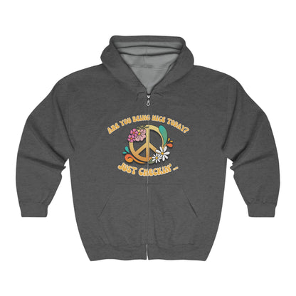 Are You Being Nice - Peace Sign Unisex Heavy Blend™ Full Zip Hooded Sweatshirt