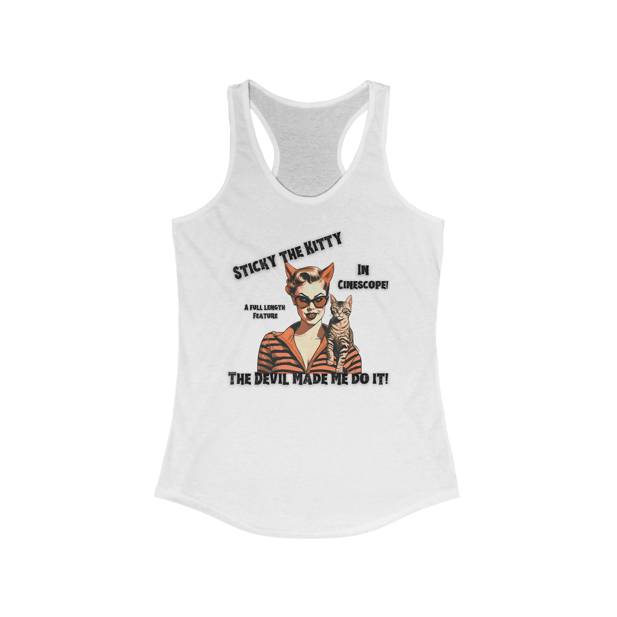 Sticky movie series - The Devil Made Me Do It! Women's Racerback Tank Top -