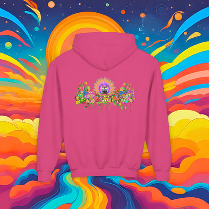 Youth Hoodie — Colorful Psychedelic Sticky Garden Graphic