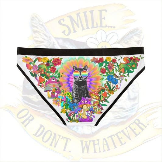 Sticky Jungle Women's Underwear, Fun & Whimsical Panties, Floral Design Lingerie, Cute Gift Idea for Cat Lovers, Everyday Comfort Wear