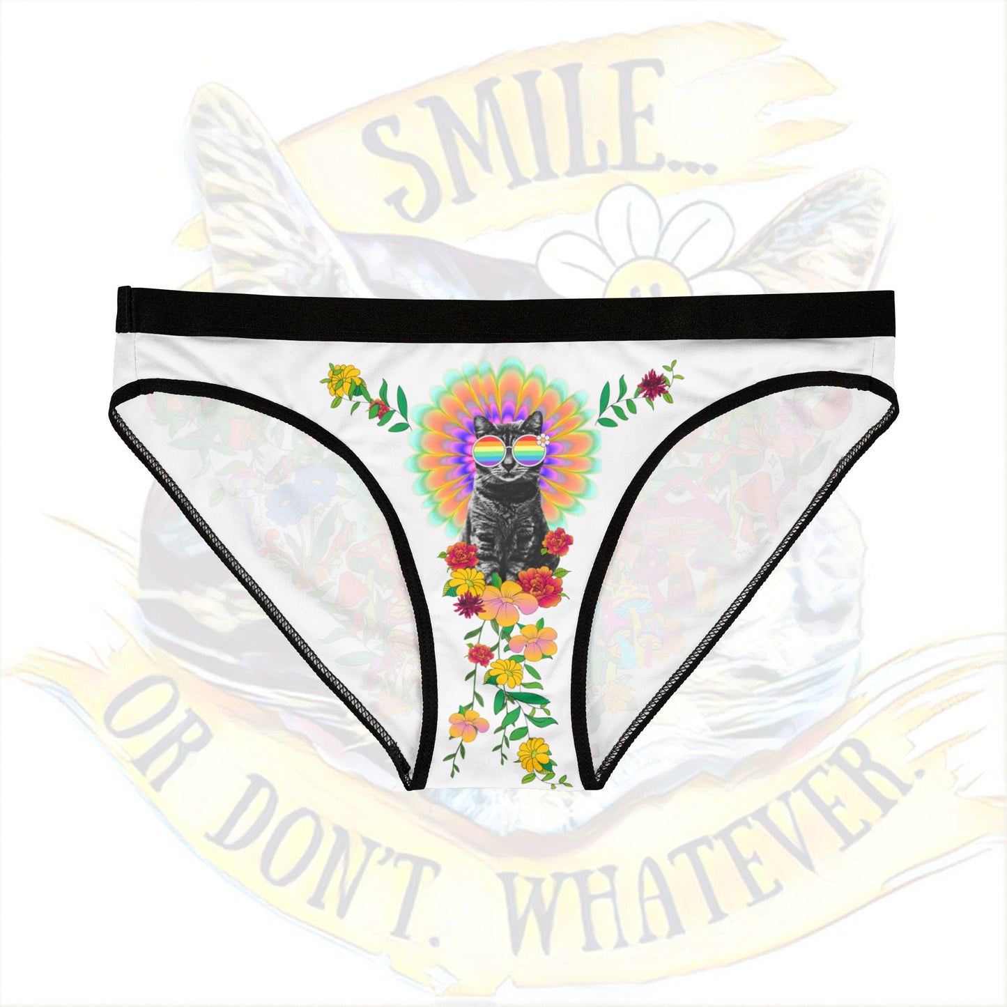 Sticky Jungle Women's Underwear, Fun & Whimsical Panties, Floral Design Lingerie, Cute Gift Idea for Cat Lovers, Everyday Comfort Wear