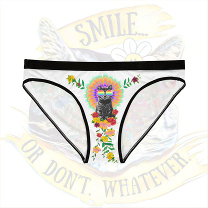 Sticky Jungle Women's Underwear, Fun & Whimsical Panties, Floral Design Lingerie, Cute Gift Idea for Cat Lovers, Everyday Comfort Wear