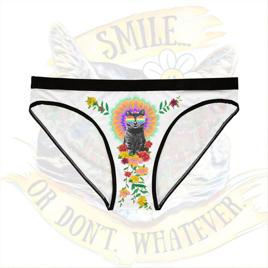 Sticky Jungle Women's Underwear, Fun & Whimsical Panties, Floral Design Lingerie, Cute Gift Idea for Cat Lovers, Everyday Comfort Wear