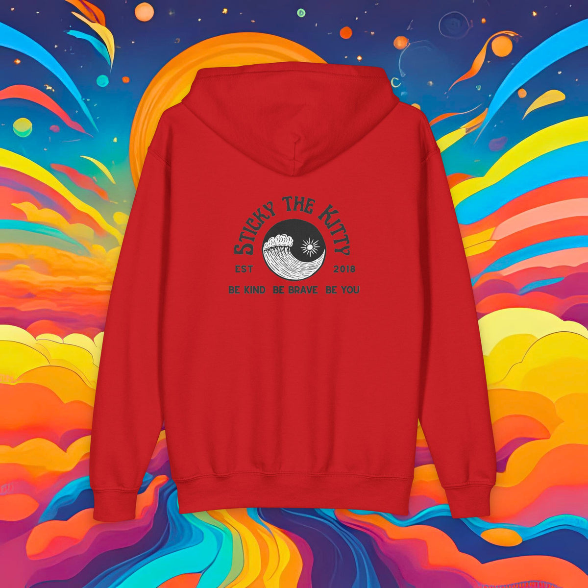 Youth Zip Hoodie — 'Sticky the Kitty' Ying Yang Est. 2018