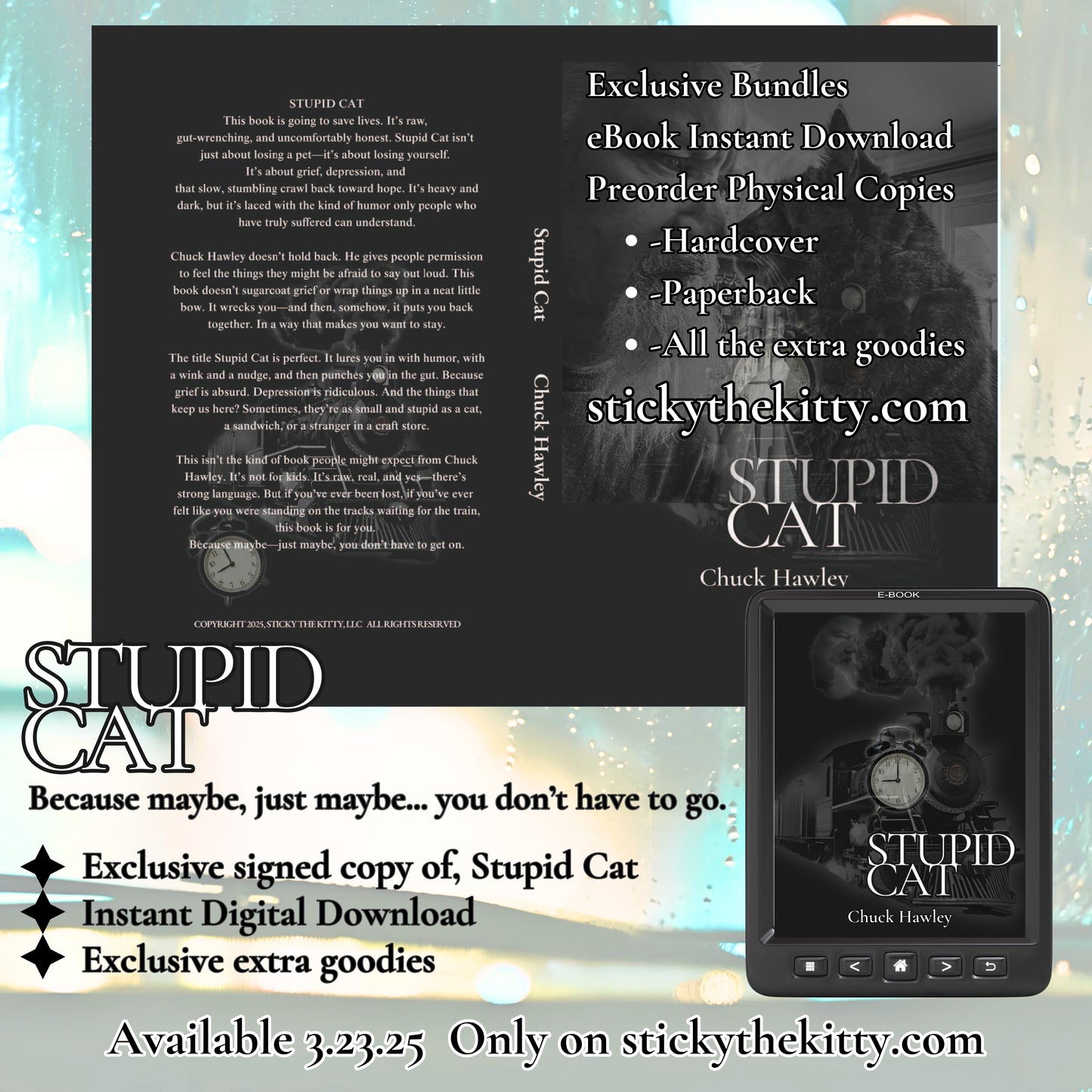 Stupid Cat - DELUXE Bundle Signed Hardcover w/ Signed Sticky Photo + Instant eBook Download
