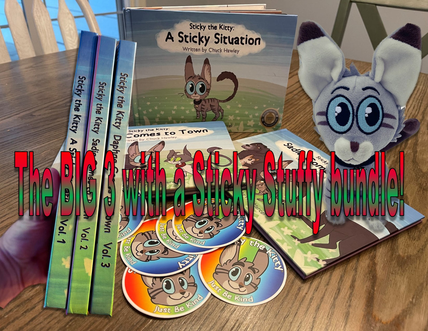 Sticky Book Bundle! All 3 Award Winning Sticky books, PLUS a Sticky stuffie to read them with!