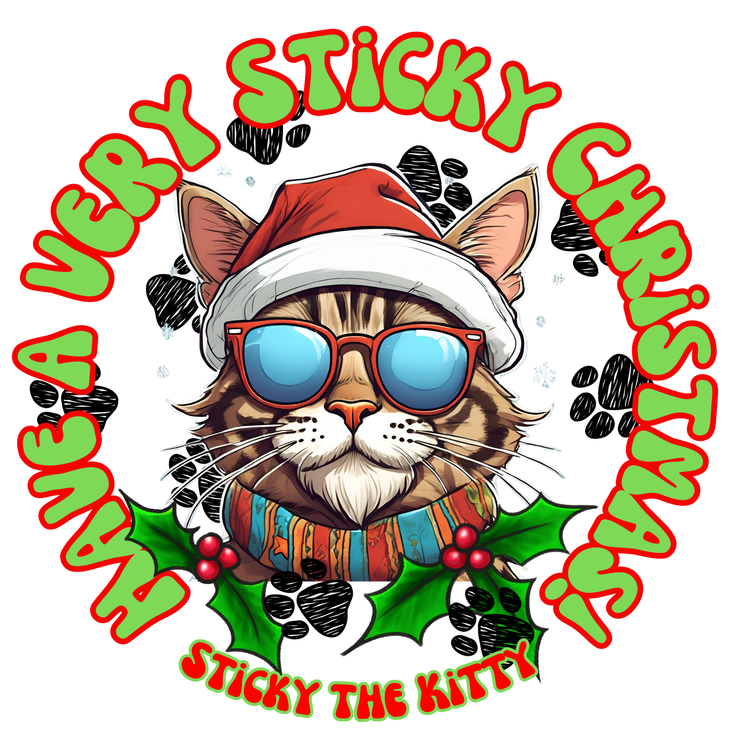 Have a VERY Sticky Christmas - 3" Round Sticker (Clear Background)